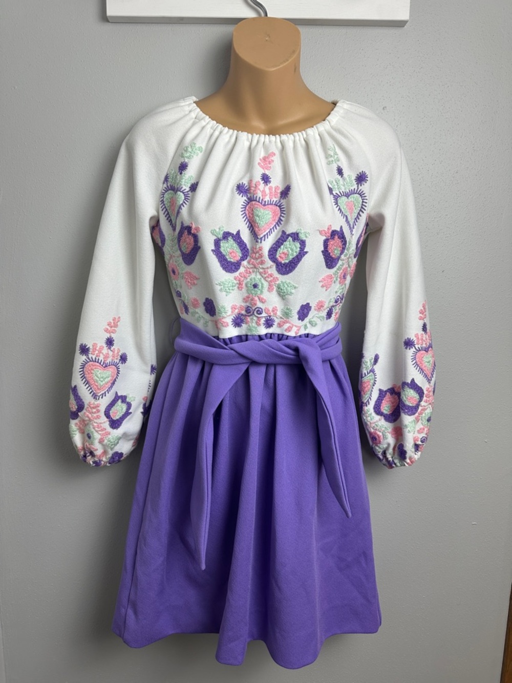 Cottagecore Vintage Vicky Vaughn Junior Embroidered Long-Sleeve Dress